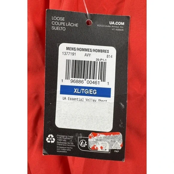 NEW Under Armour Mens Essential Volley Short Lined Loose Red Athletic Active XL - Picture 7 of 10